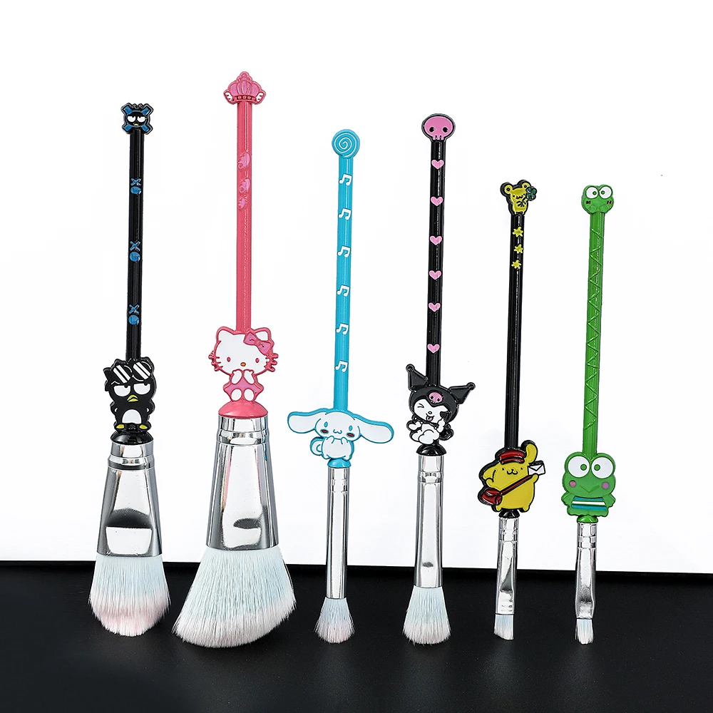 

6pcs Hello Kitty Brushes Makeup Sanrio BADBADTZ MARU Cinnamoroll Kuromi Makeup Brush for Kids Kawaii Brochas Maquillaje