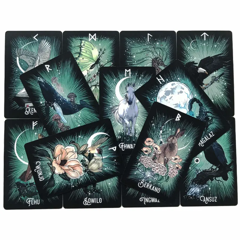 Hot sales Witchs Familiar Runic Oracle Tarot Card Fate Divination Prophecy Card Family Party Game Tarot PDF Guide