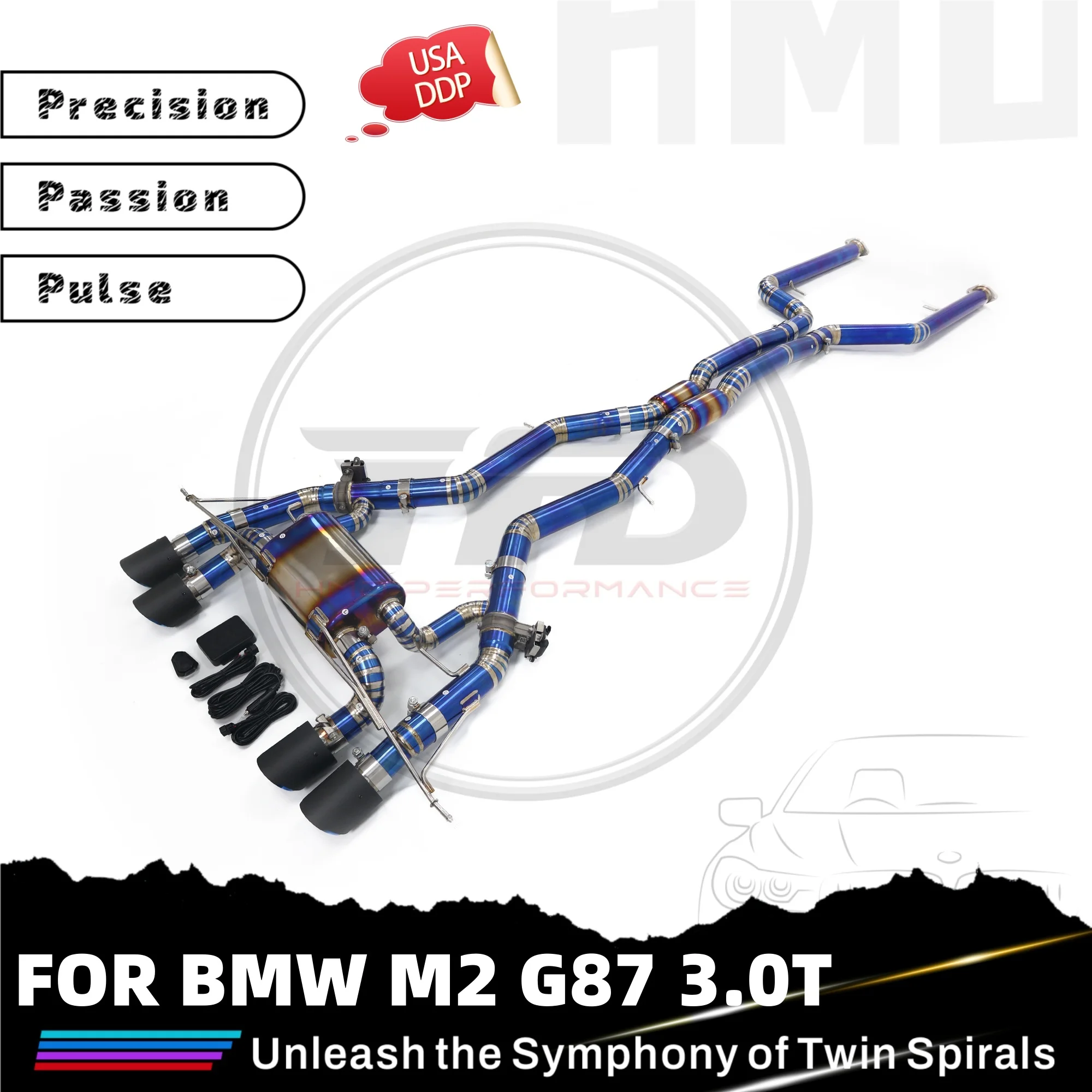 

HMD Titanium Exhaust System Catback for BMW M2 G87 3.0T 2023+ High Performance Baked blue Muffler With Valve Exact Fit