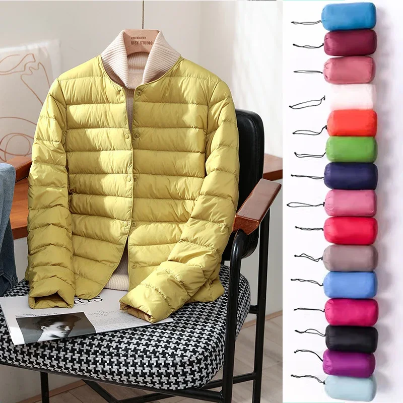 

Autumn Winter New Warm Women White Duck Down Slim Jacket Female Fashion Ultra Lightweight Packable Puffer Coat