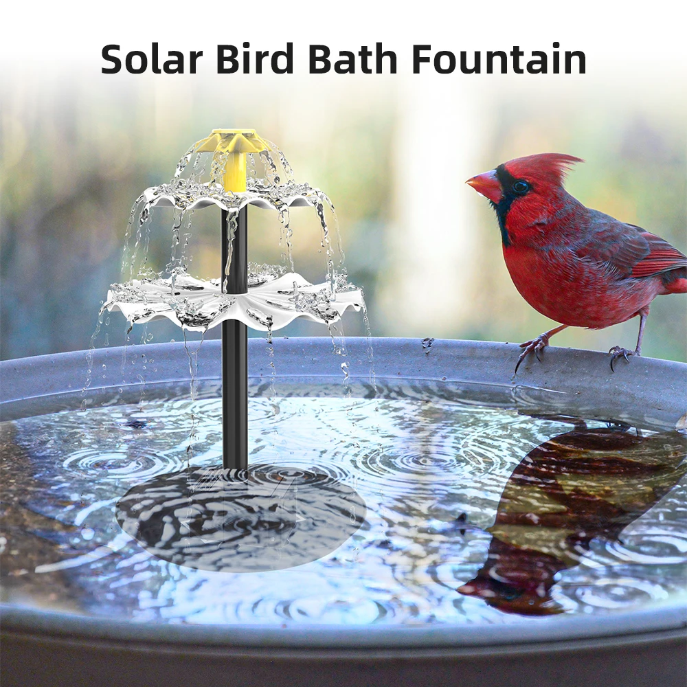 Solar Fountain Pump for Bird Bath with 12 LED Lights 9 Nozzles Water Fountain Pump for Garden Pond Pool Fish Tank Aquarium