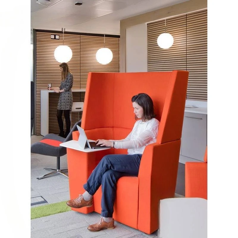 Cadeira, área de espera de lazer, cadeira de privacidade com encosto alto, biblioteca universitária, cadeira única super alta com mesa