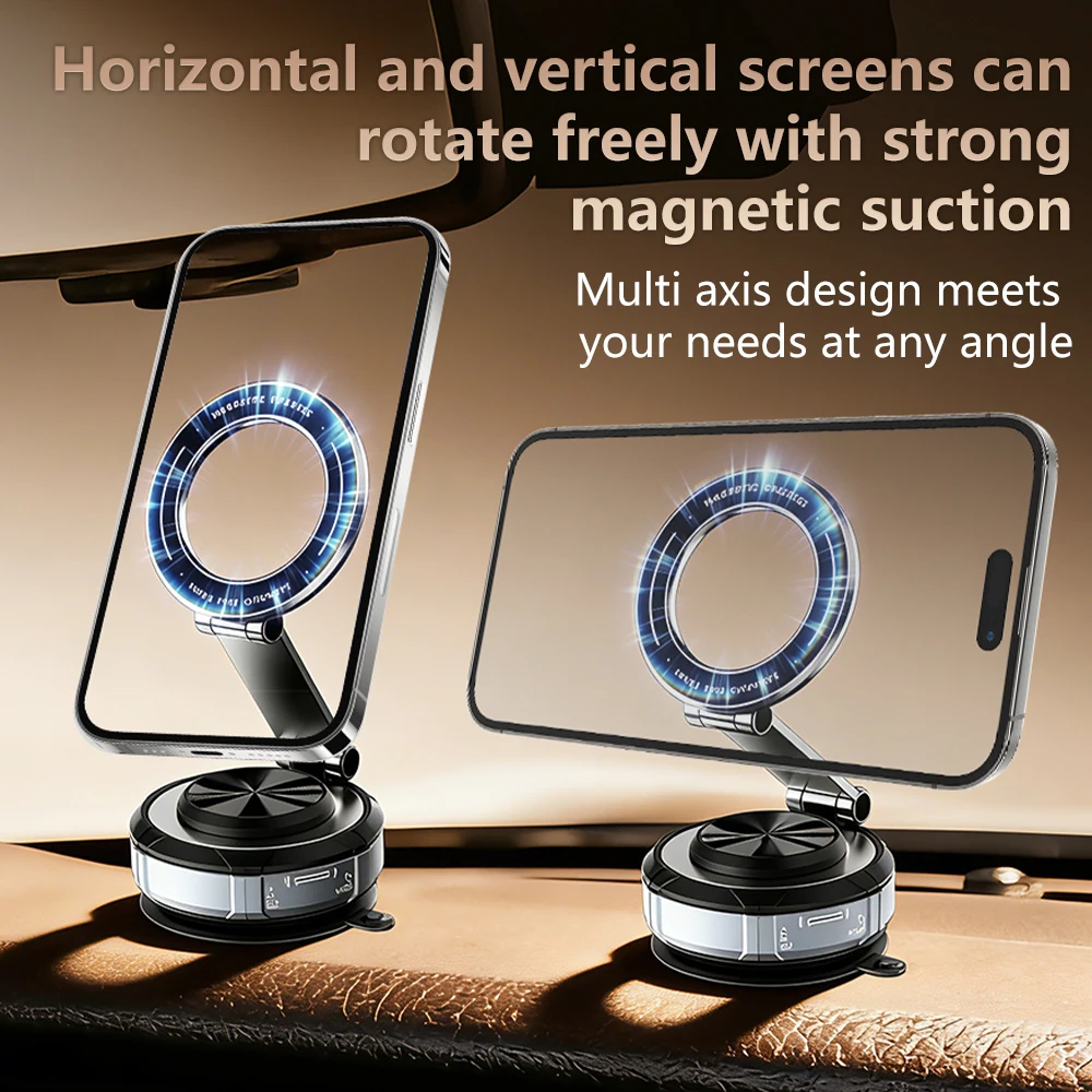 2026 New Magnetic Car Phone Holder 360 Degree Rotation, Vacuum Adsorption, Universal Phone Bracket