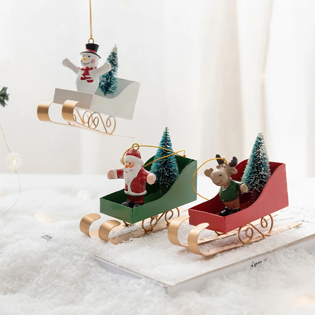 

Sleigh Pendant Christmas Tree Hanging Sleighs Decorations Ornaments Sled Office