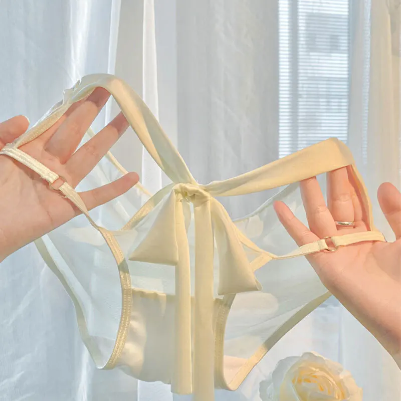 3XL Große Große Plus Größe Frauen Hohl Sexy Versuchung Mesh Transparent Dünne Großen Bogen Höschen Atmungsaktiv Hohe Elastizität Unterwäsche