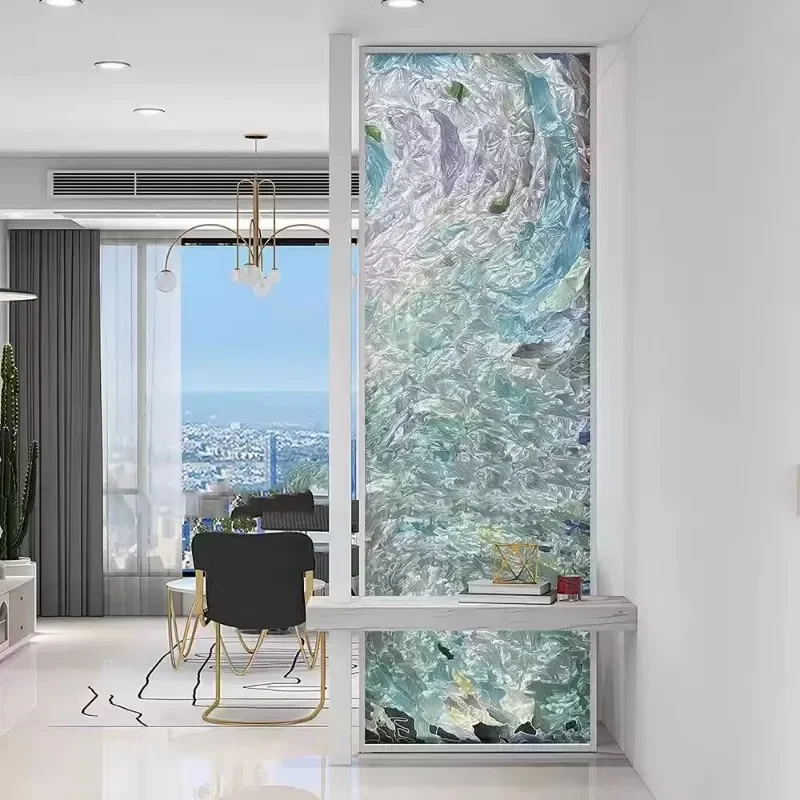 Handmade Filigree Enamel Glass Room Divider American Luxury Living Room Entrance Partition Translucent Decorative Screen
