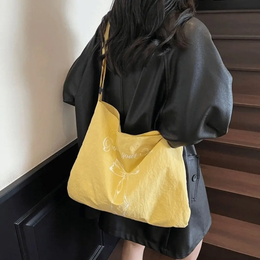 

Casual Korean Women's Tote Bag Nylon Leisure Bow Shoulder Bag Versatile Large Capacity Commute Bag Ladies/Girls