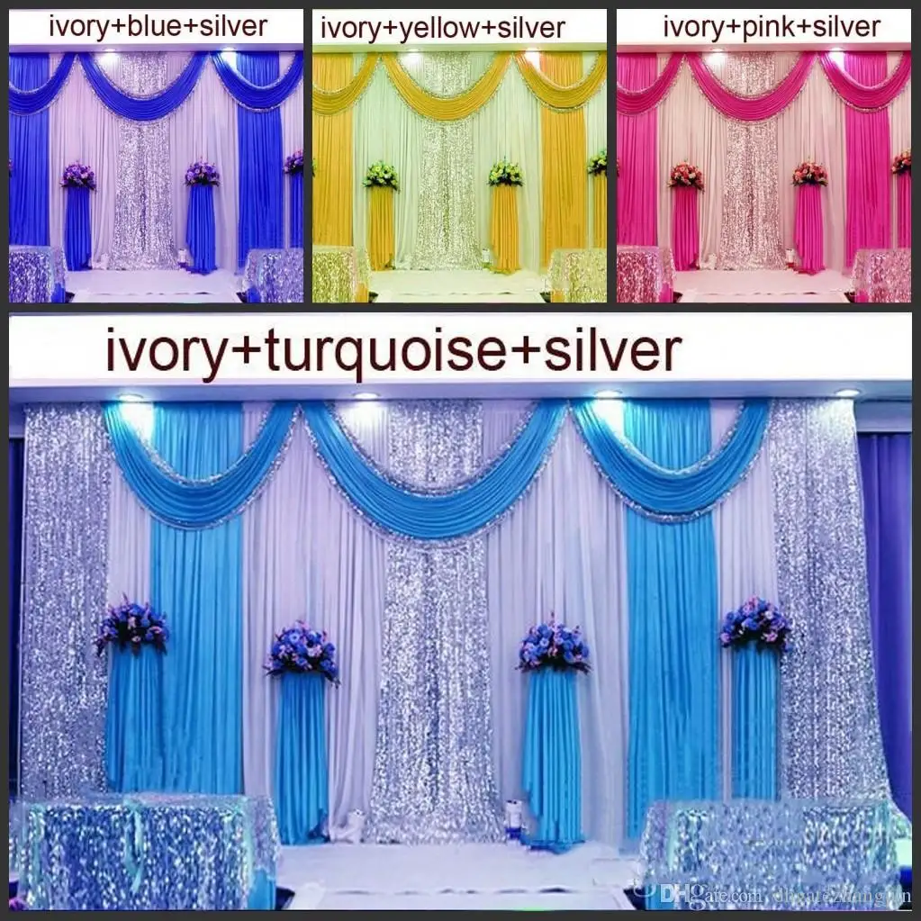 10ftx20ft Wedding Backdrop Swag Party Curtain Celebration Stage Performance Background Drape Silver Sequins Wedding Favors