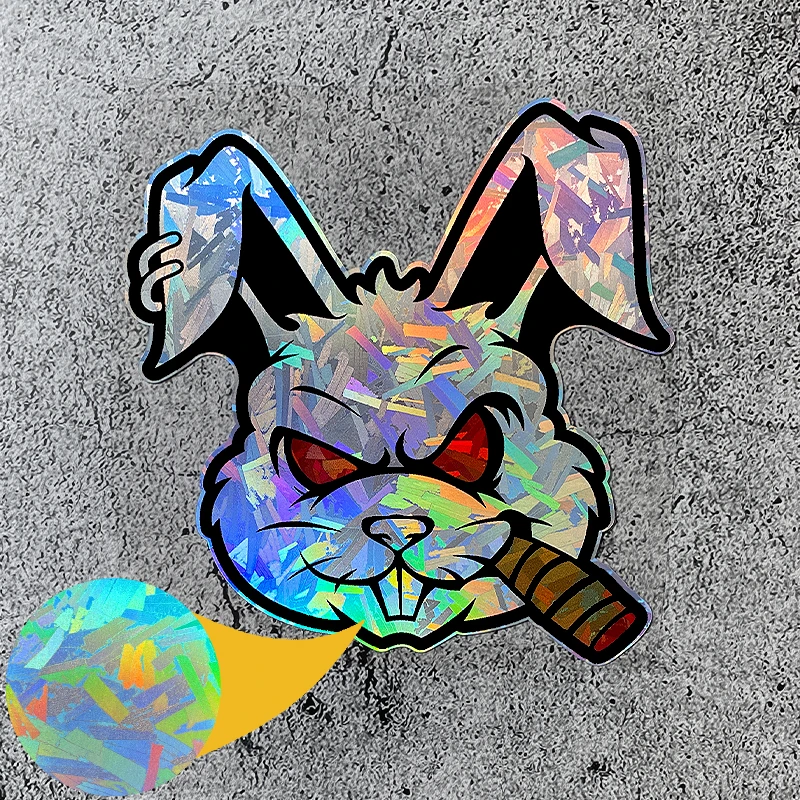 1PC Smoking Rabbit Motorcycle Stickers Waterproof for Motorbike Fairing DIY Scooter Helmet Box Car Window Universal Vinyl Decals