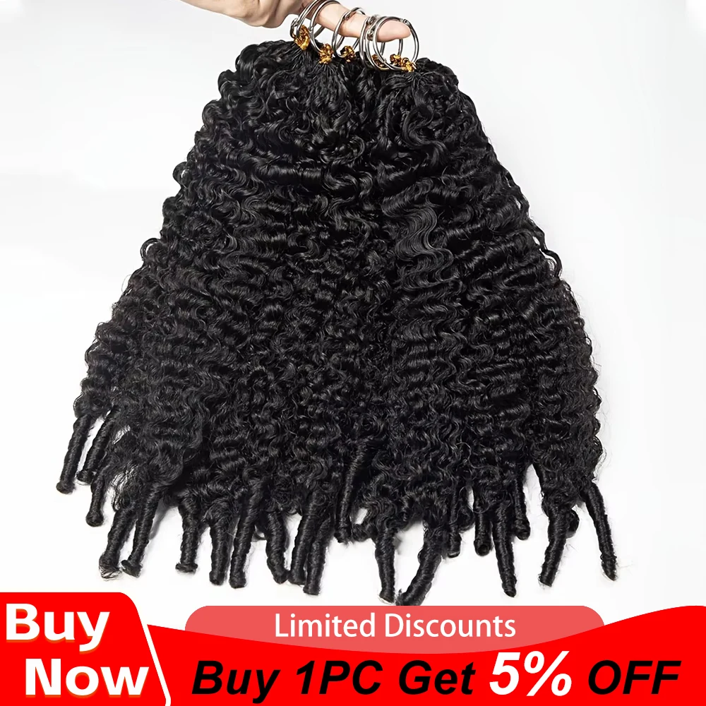 Burmese Curly Human Hair Extensions Boho Braided Pre-Looped Feather Crochet Hair with Miracle Knots Spiral Curly Hair for Braids