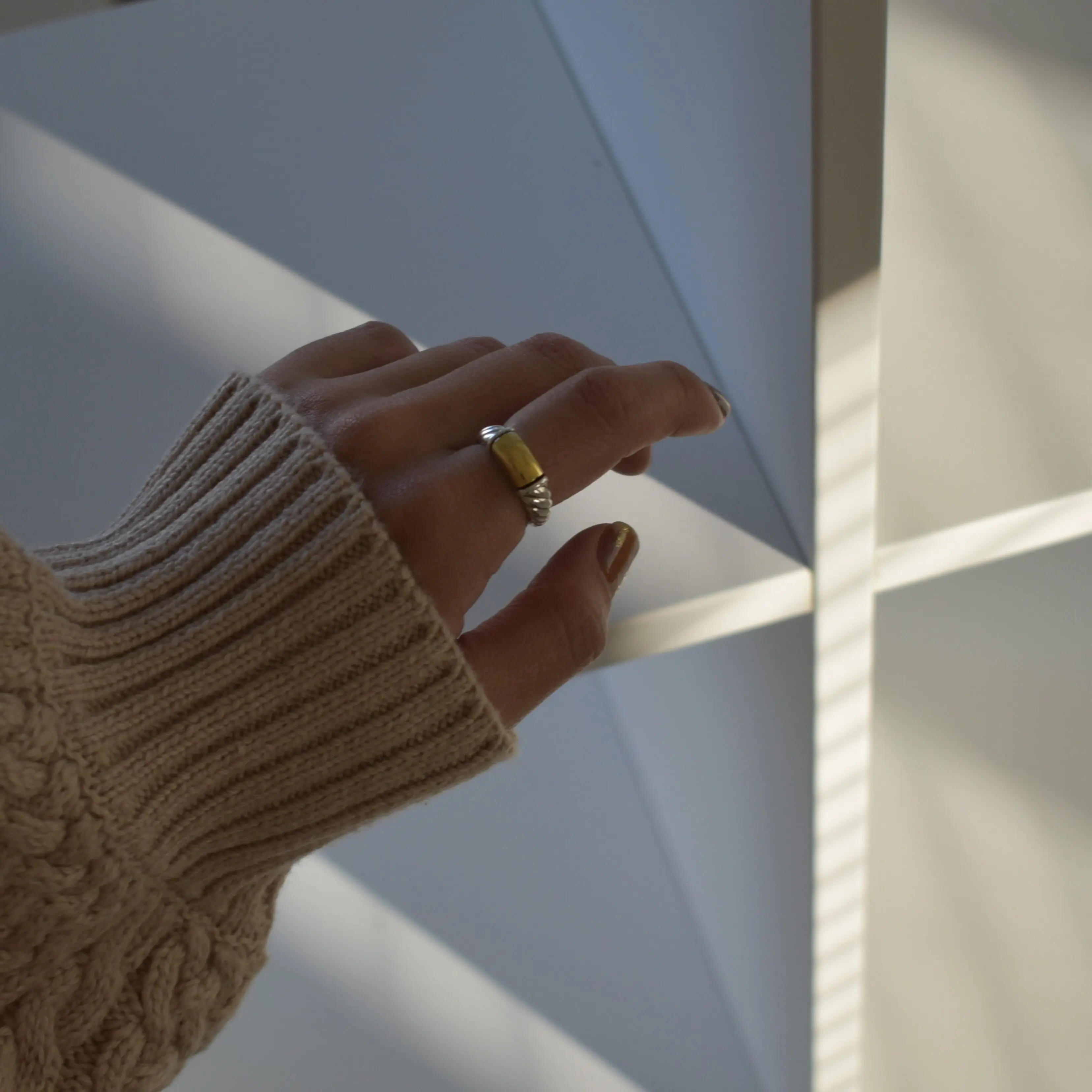 

Unique Opening Spiral Ring, Adjustable 925 Sterling Silver Retro Ring Exclusive Color Separation Gold Plated Design Trendy Gift