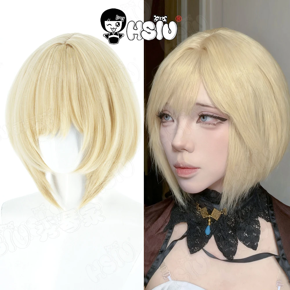 Sayless شعر مستعار تأثيري HSIU 35 سنتيمتر الذهب الشعر القصير مقاومة للحرارة الباروكات + غطاء شعر مستعار لعبة ErroR الخلاص Sayless شعر مستعار تأثيري #1