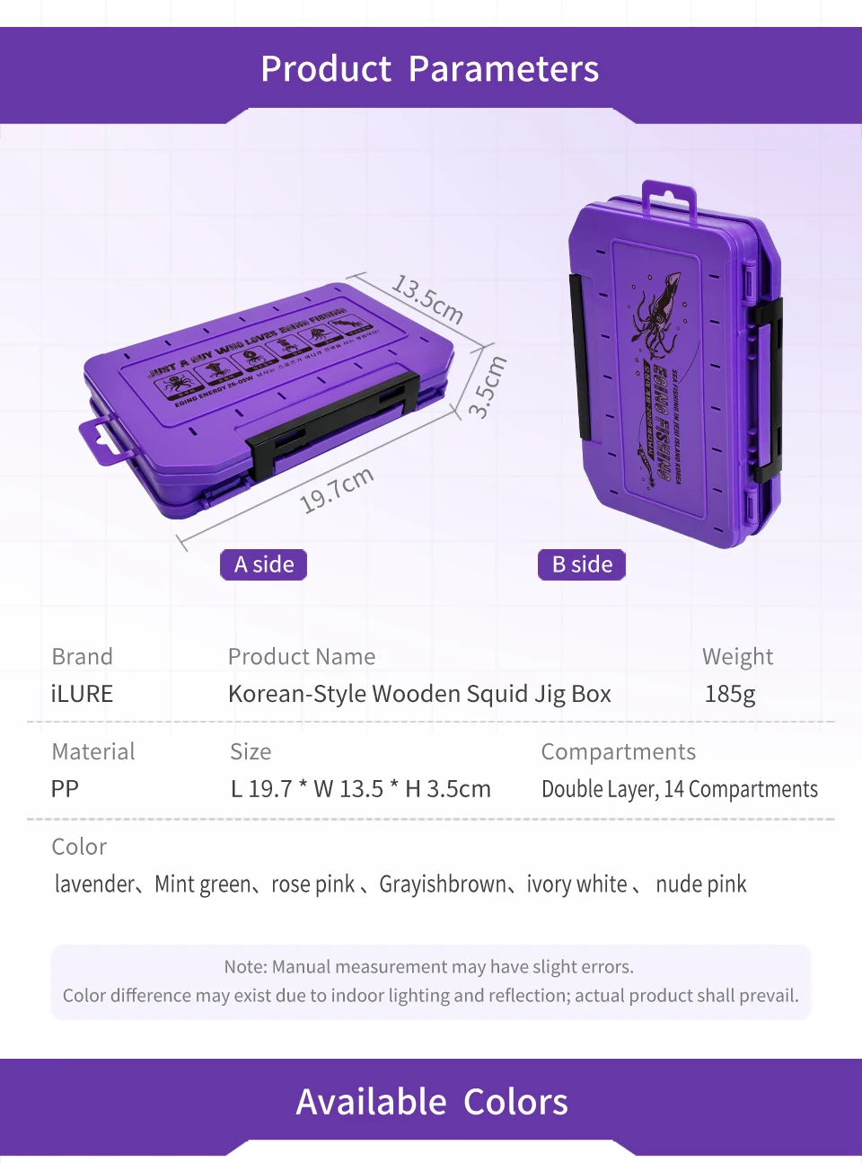 Tragbare Doppelseitige Egi-Tintenfisch-Jig-Angelbox mit 14 Fächern, Hartköder-Aufbewahrungsbox, Eging-Angelköder-Organizer, Angelausrüstung – Detail 5