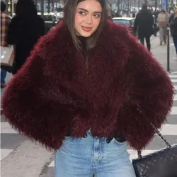 แฟชั่นหนาFaux Fur Fluffy Coatsผู้หญิงแขนยาวElegantอเนกประสงค์แจ็คเก็ตฤดูใบไม้ร่วงฤดูหนาวLady Warm Outwear