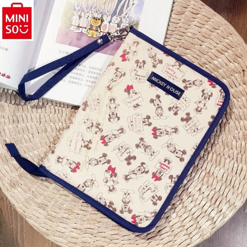 MINISO Disney Cartoon Mickey Hand Account Certificate Large Capacity Storage Bag for Women Portable Multi functional File Bag