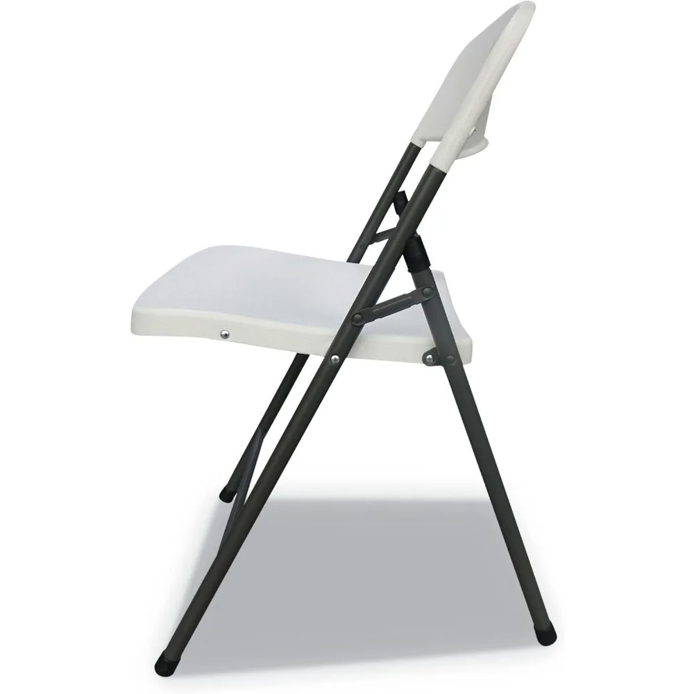 Resin Folding Chair with White Seat and Back, Supports 225 lbs, 18.19 Seat Height, Dark Gray Base, Pack of 4