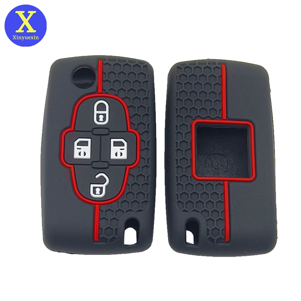 Xinyuexin Silicone Key Cover Case for Peugeot 1007 807 for Citroen C8 4 Buttons Remote Flip Key Shell Fob 2 Pcs/lot