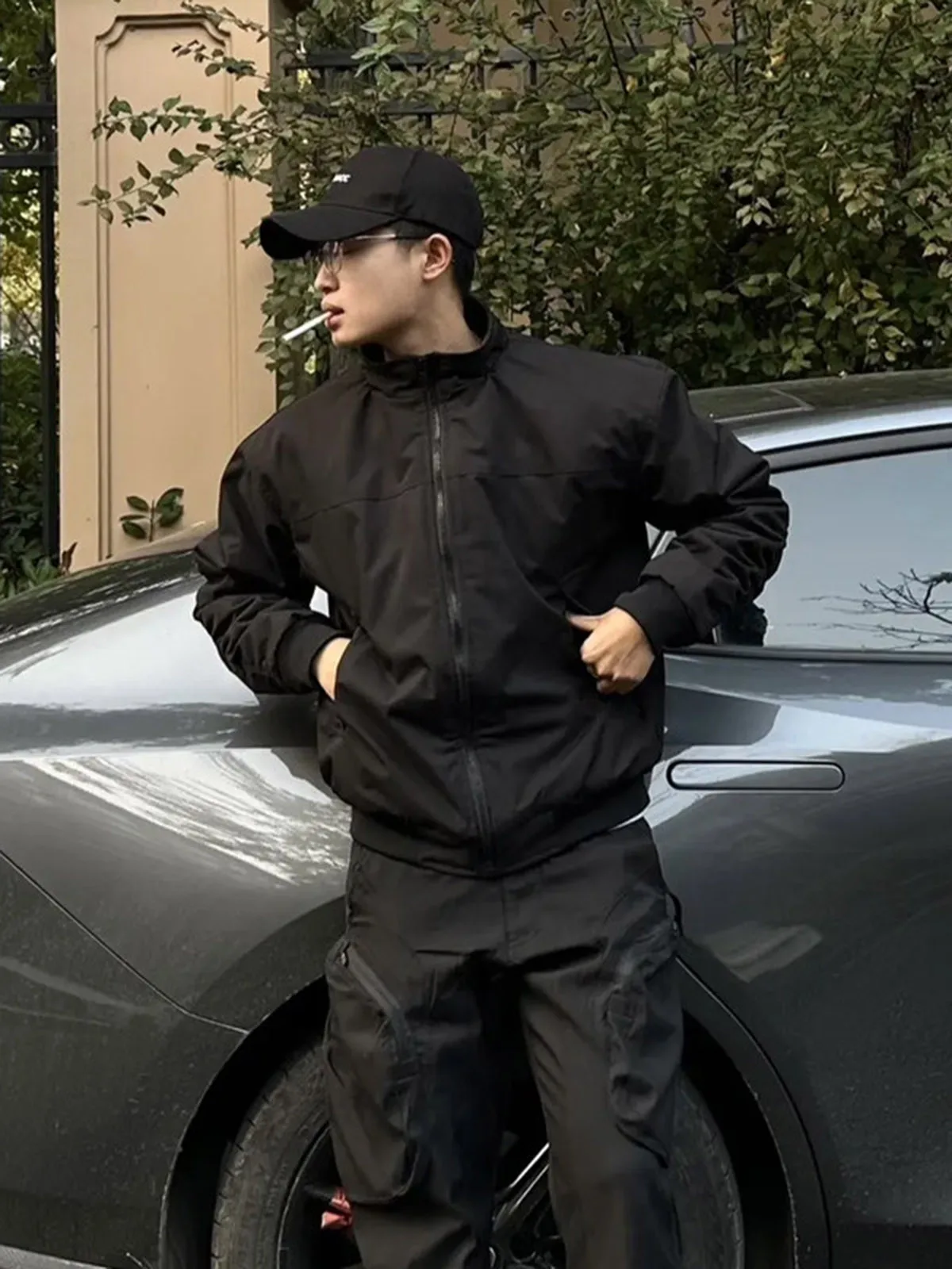 American Style Hard Man Jacket Men's Fashion Short Coat Black Cleanfit Stand Collar Three-Proof Workwear Autumn Outerwear
