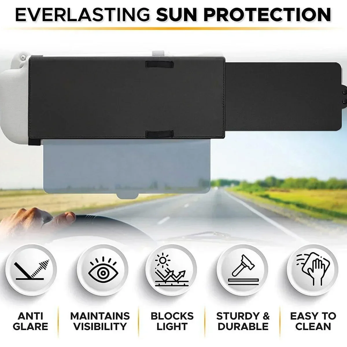 Car Visor Extender Anti-Glare Adjustable Car Sunshade Extender Universal Anti-impact Sun Visor Extension Car Interior Accessory