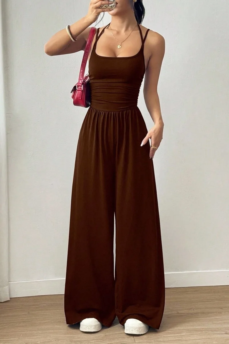 Spring Fall 2025 New Arrival Women's Jumpsuit Solid Color Double-Strap Relaxed-Fit Casual Pants Y2k Clothing