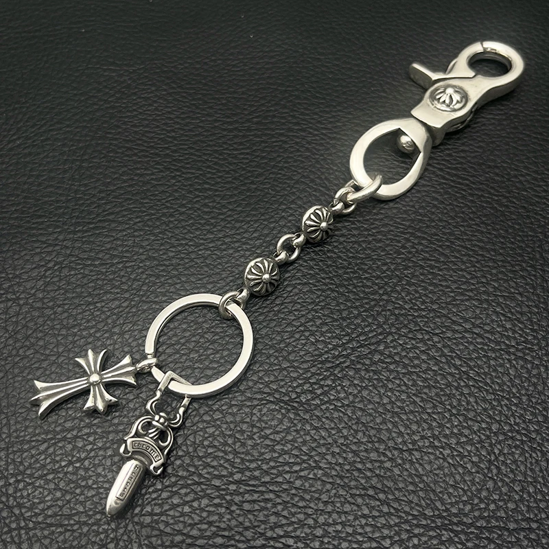 retro-cross-keychain-hip-hop-personality-bag-buckle-accessory-classic-aged-american-style-long-pendant-unique-fashion-item