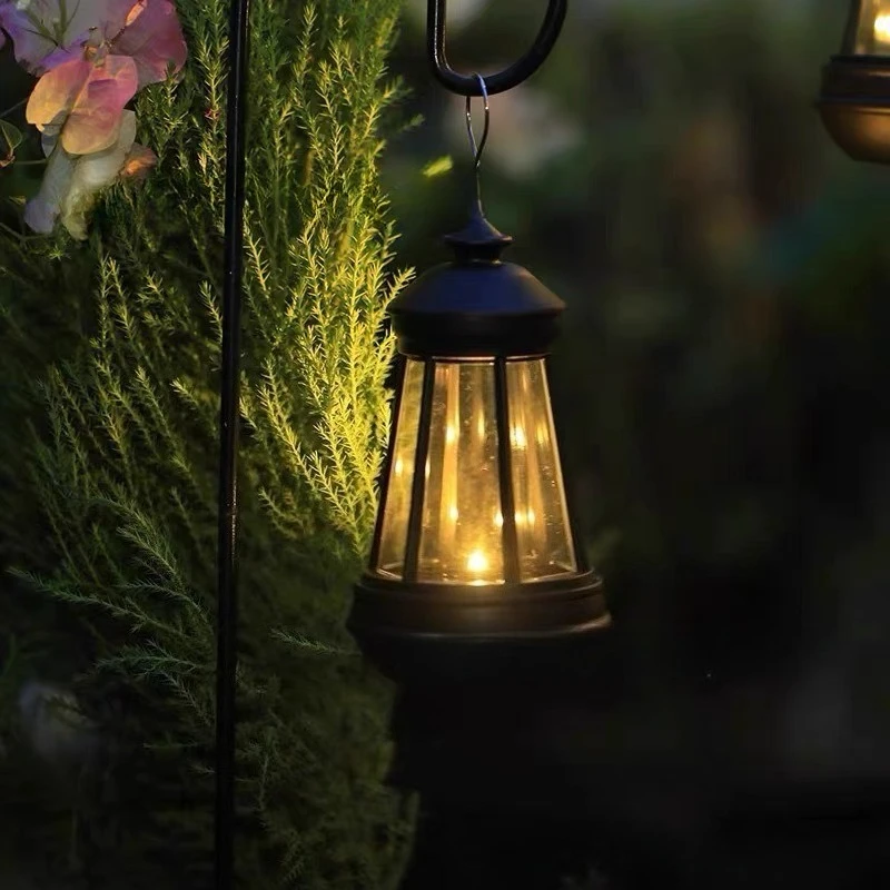 2026 Solar Resin Handheld Lantern Waterproof Outdoor Garden Ambient Night Decor Light