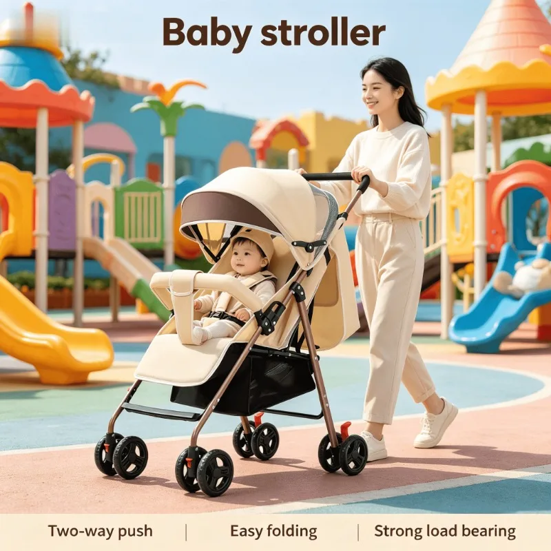 

Travel-Friendly Lightweight Baby Stroller - Compact One-Hand Fold Adjustable Recline for Newborns & Infants Baby Stroller
