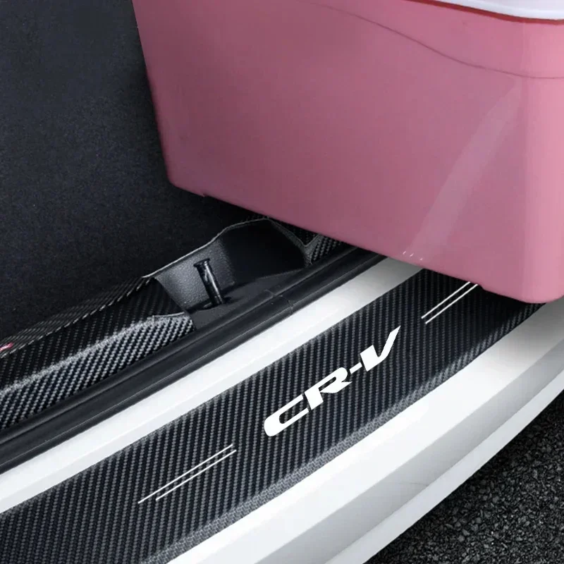 Carbon Fiber Car Door Sill Protector Trunk Guard Bumper Stickers Decals for Honda CR-V CRV Logo 2021 2019 2018 2017 Accessories