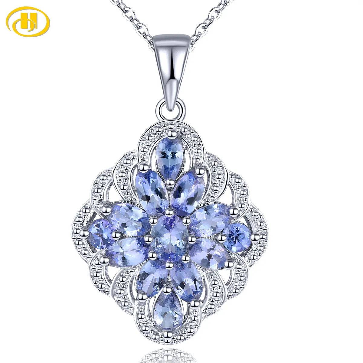 

Natural Tanzanite Sterling Silver Pendant 2.8 Carats Genuine Tanzanite Women Classic S925 Fine Jewelrys Birthday Christmas Gifts