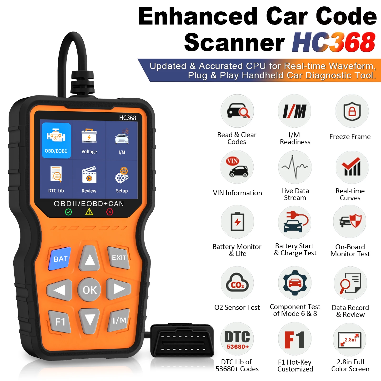 Fault Analyzer OBDII/EOBD Car Scanner HC368 OBD2 Engine Detector Code Reading Automotive Diagnostic Tools