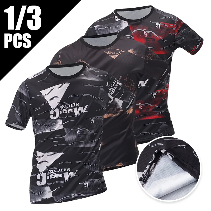 

3/1 Pack Summer Men's Quick-drying Color Mixing Combination Short Sleeve Plus Size Loose Sports Running Mountaineering Jacket