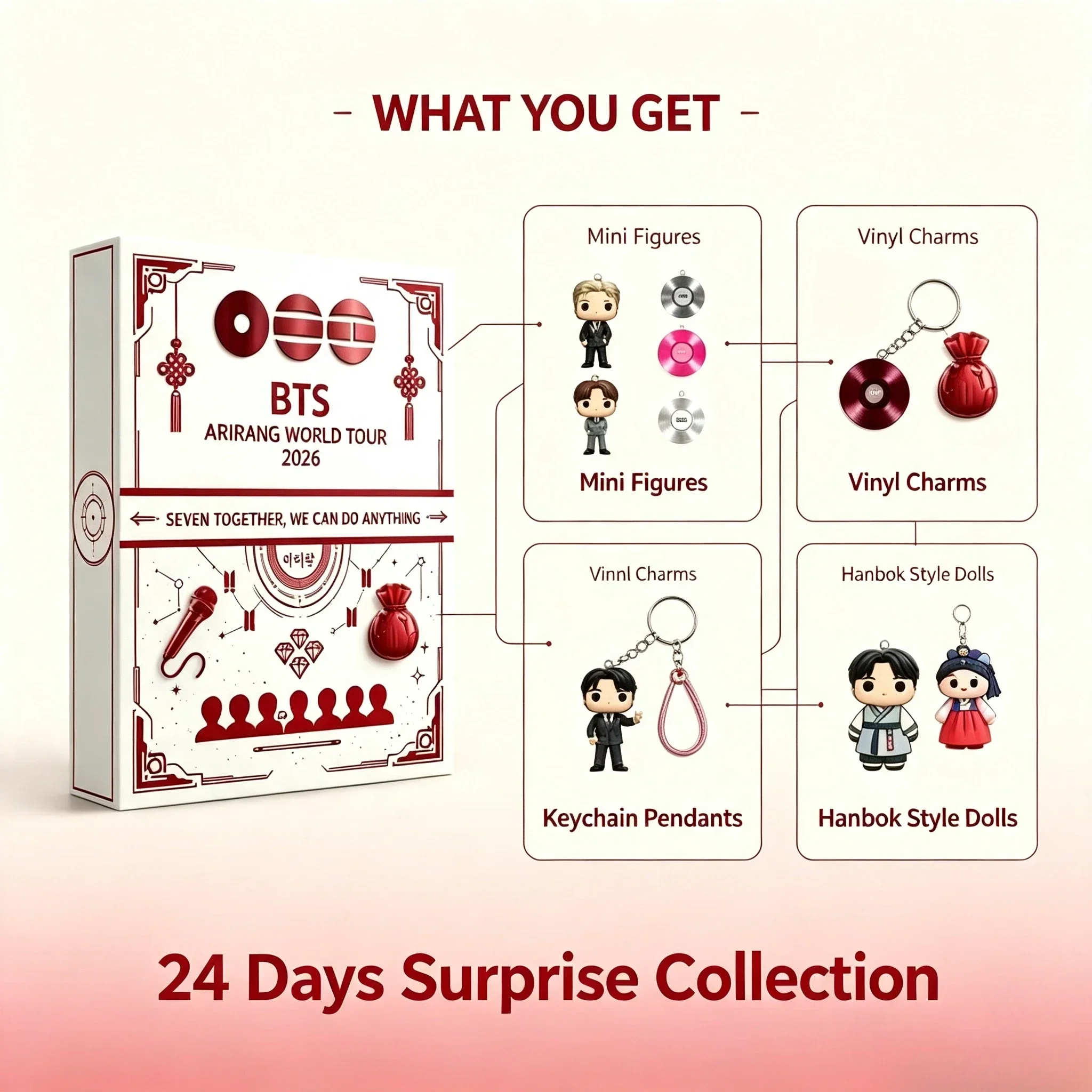 Acryl BTS Arirang World Tour 2026 Countdown Blind Box 24 Stück BT21 Puppen-Anhänger Vinyl-Schallplatten-Schlüsselanhänger Figur Sammlerstück Geschenk@ – Detail 7