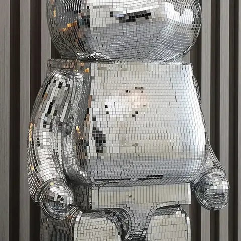 50 cm björnfigur i harts, diskospegel, våldsam björnskulptur, delikat stående staty, vardagsrumsdekoration, utsökt gåva 6 best sales björnsten 50cm - №5