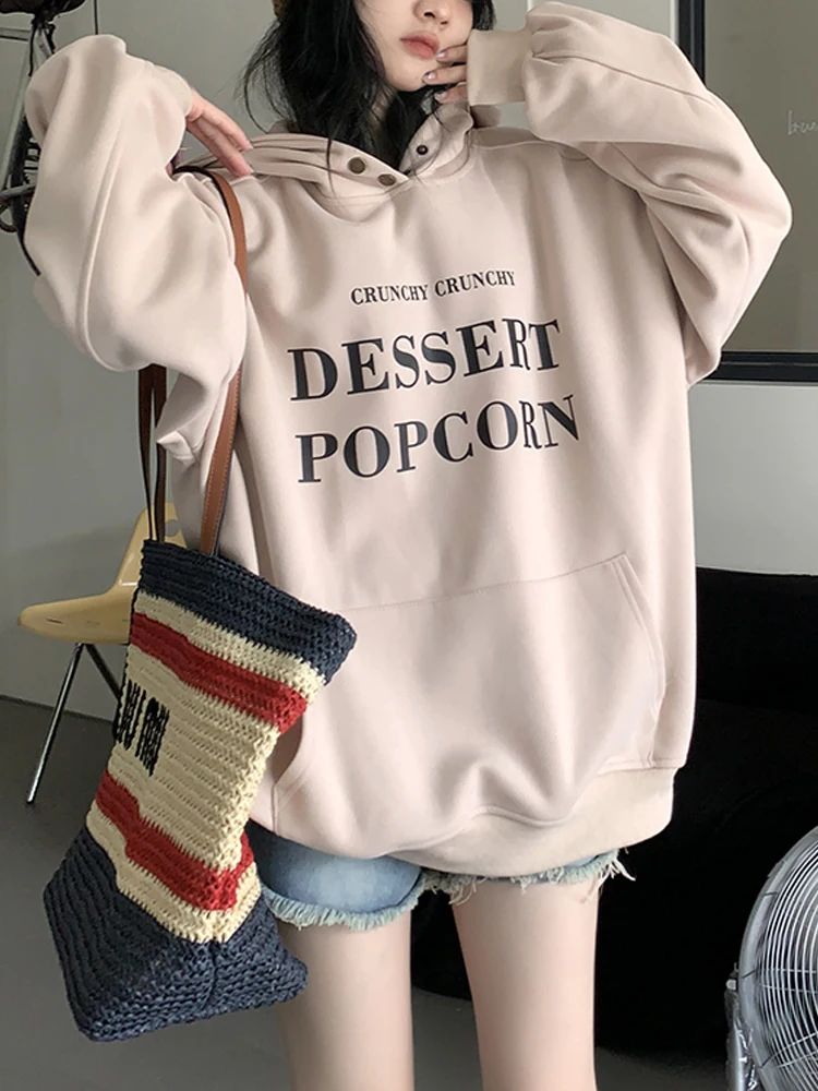 Sonneesd Winter Vintage Brief druck Pullover Kapuze Harajuku amerikanischen Stil voller Ärmel verdicken warmes lässiges Sweatshirt