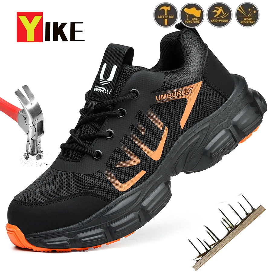 

New Styles Men Safety Boots With Steel Toe Cap Anti-smash Work Sneakers Safety Shoes Men Indestructible Work Boots Hiking shoes