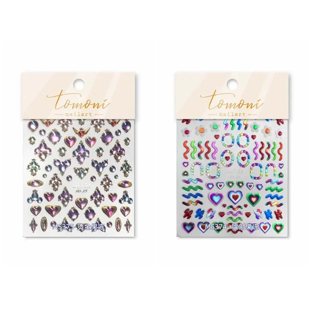 Bronzing Stickers Nail Stickers Love Heart Pattern Jelly Stickers Nail Decorations Funny Style Manicure Nail Salon