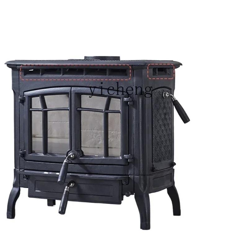 Cast Iron Stove Household Firewood Burning Real Fire Wood Fireplace French Heating Power