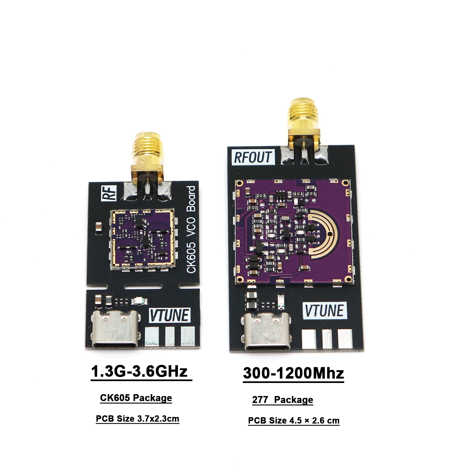 RF VCO Demo Board 300Mhz-3.6Ghz 30V Tuning Voltage Controlled Oscillator 433Mhz 868Mhz 915Mhz 1.2Ghz 1.5Ghz 2.4Ghz Signal Source