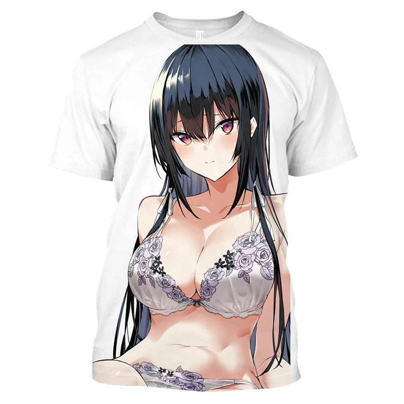 3D Printed T Shirt Kawaii Bikini Naked Girl Short Sleeve Sexy Anime Harajuku T-shirts Men Fashion Casual Streetwear Cool Clothes