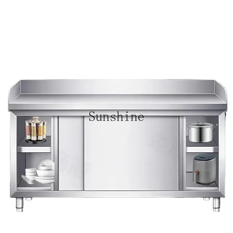 Puerta corredera de acero inoxidable 304, carga, operación ramen con tres bordes, corte de verduras de hotel, banco de trabajo