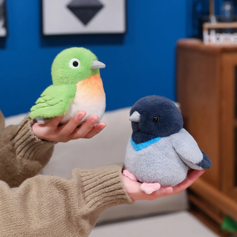 Groothandel vakantiegeschenken Kawaii duif ijsvogel tit vogel pluche pop realistische poppen schudden kan geluid minnaar collectie produceren