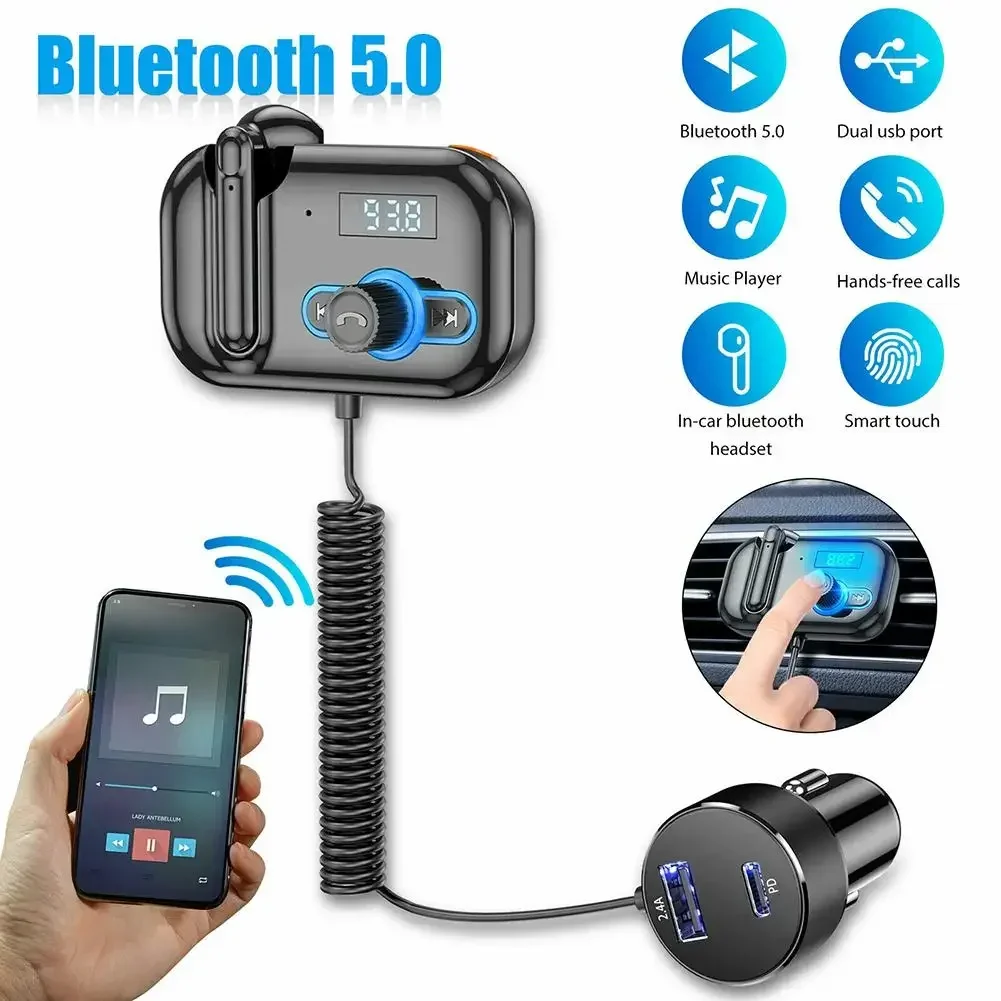 Handsfree Bluetooth-compatible Fm Transmitter Wireless Radio Adapter Car Kit Multi-function Car Mp3 Player Dual Usb Charger