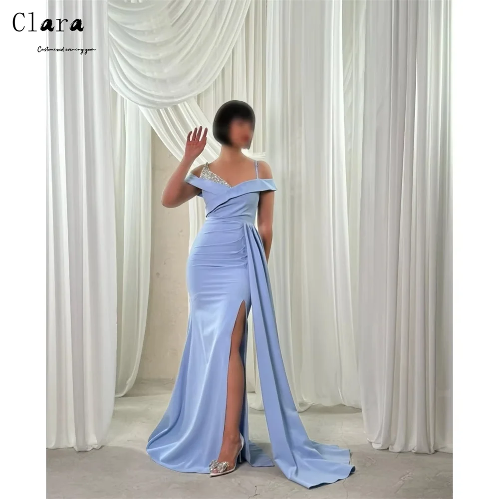 

Clara Custom Fishtail Side Slit Rhinestone Spaghetti Straps Curved Elegant Party Dresses 2025 Luxurious Women's Evening Dresses