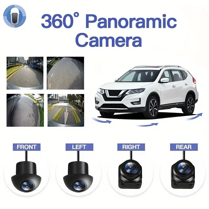 360° Vehicle Monitoring Panoramic Car Camera with Night Vision,1080P/720P AHD, 4-Way Surround View (Right, Left, Front, Rear)