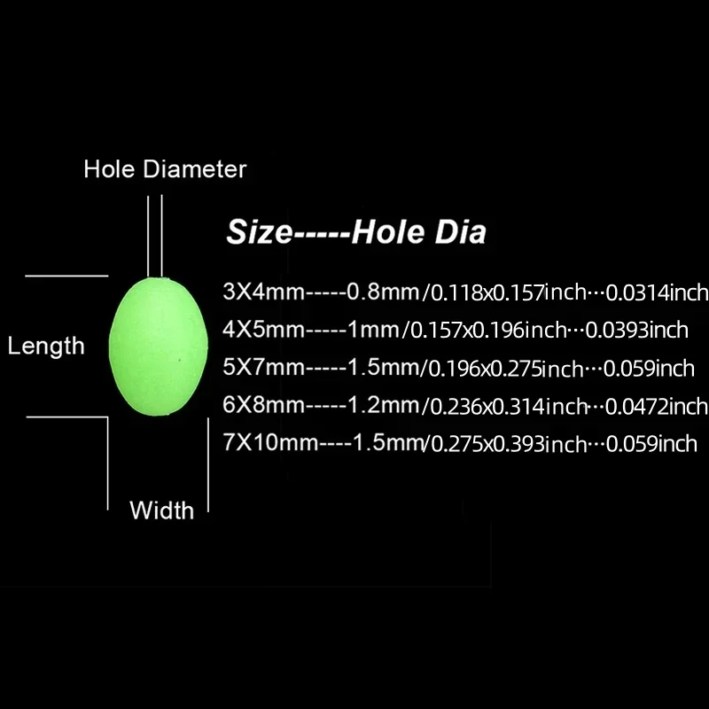Cuentas luminosas para pesca, accesorio de plástico suave ovalado, anticolisión, color verde oliva, 100/375 piezas
