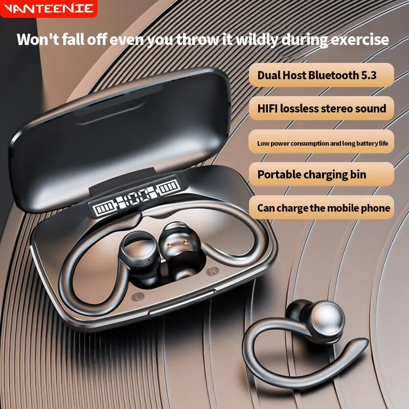 T82 Wireless Bluetooth Earphone Headphones Outdoor Sport Headset 5.3 With Charging Bin Display Touch Control Earbuds for Music