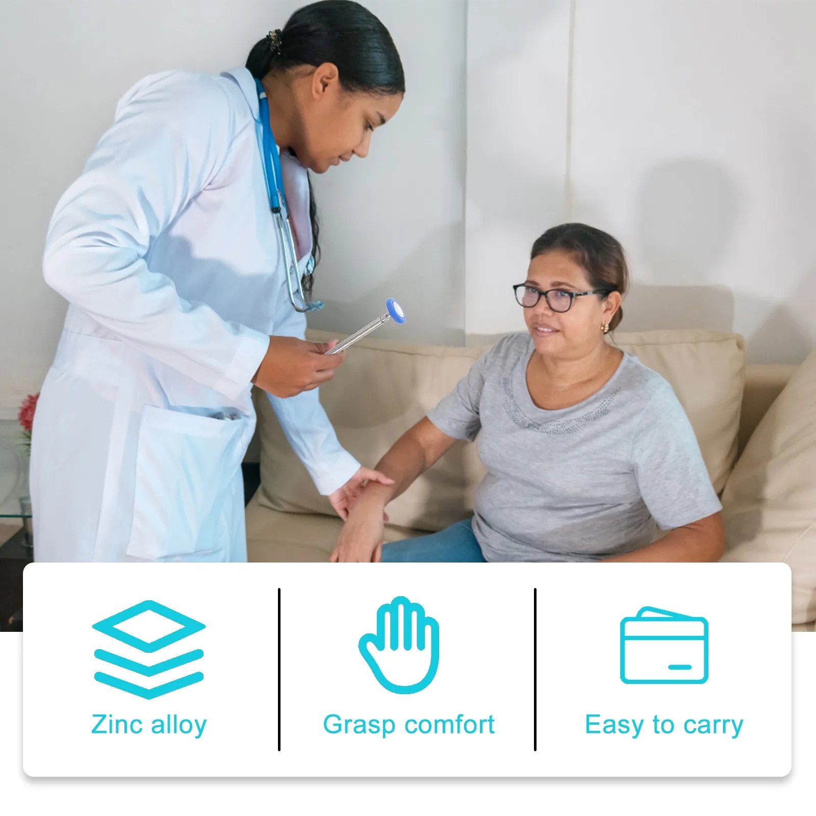 

Медицинский рефлекторный молоток из цинкового сплава с круглой головкой, легкий, с эргономичной ручкой, для неврологического диагностирования, тестирования мышц и проверки на растяжение мышц.