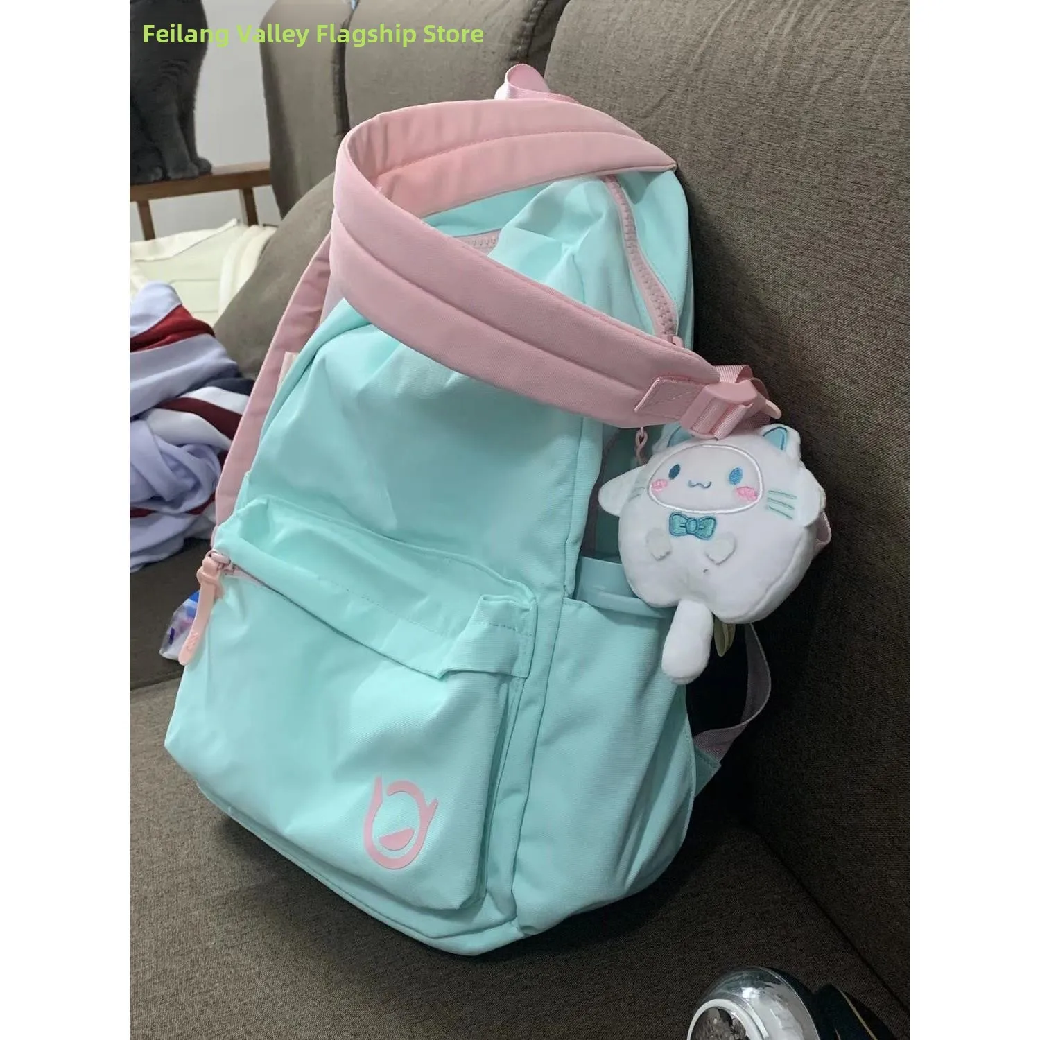 

Simple Style Laptop Bag 14 Inch Notebook Computer Backpack Women's Daily Match Double Shoulder Bag for Class And Travel