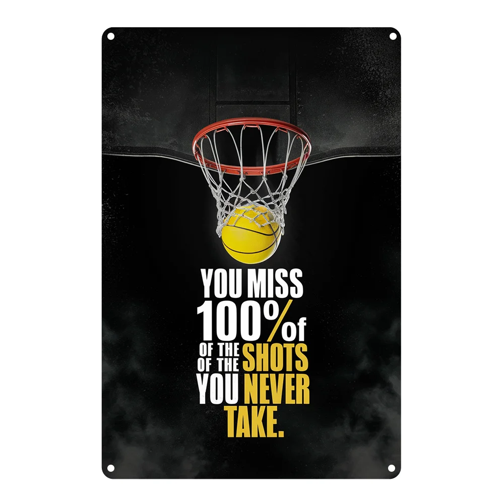 Inspirierendes Basketball-Metallschild, Aluminium-Wanddekoration, Motivierendes Zitat, Geschenk für Basketball-Enthusiasten, für Schlafzimmer, Spielzimmer