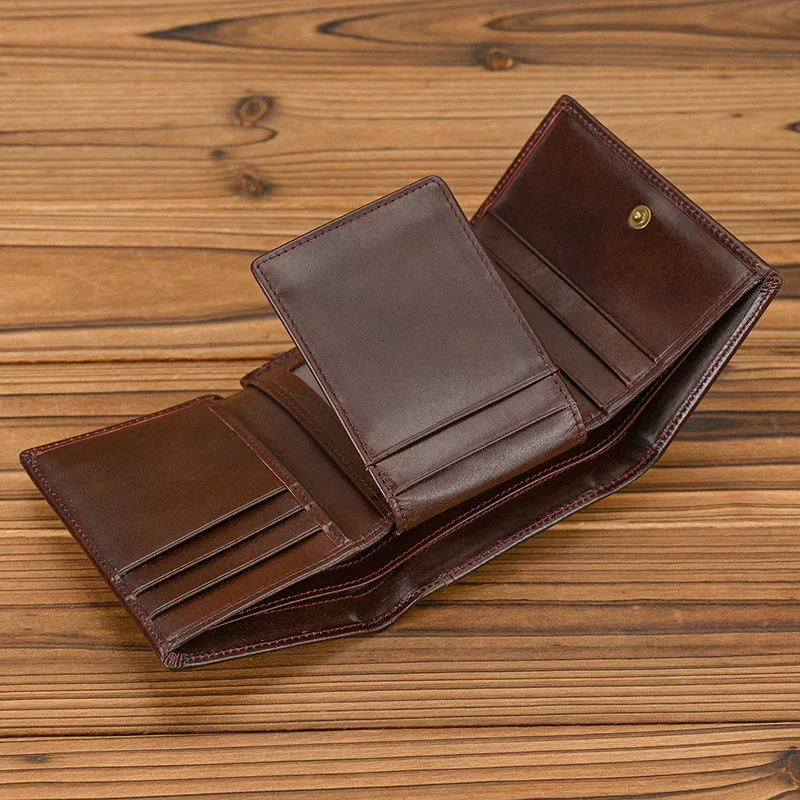 Korte RFID-portemonnee van echt leer met ritssluiting, portemonnee, multifunctionele zakelijke portemonnee met grote capaciteit